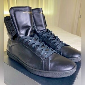 Saint Laurent SL/100H leather high Sneakers Black men EU 46.5 US 13 w/ box